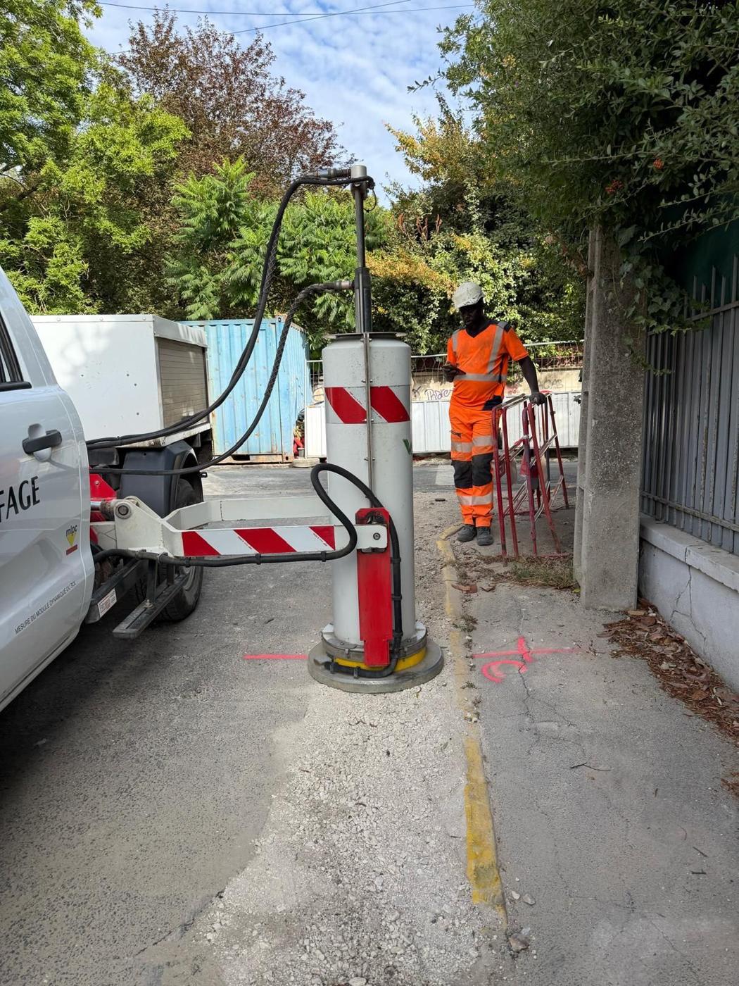 Essai à la dynaplaque sur une tranchée remblayée